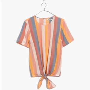 Madewell Button-Back Tie Tee in Sherbet Stripe